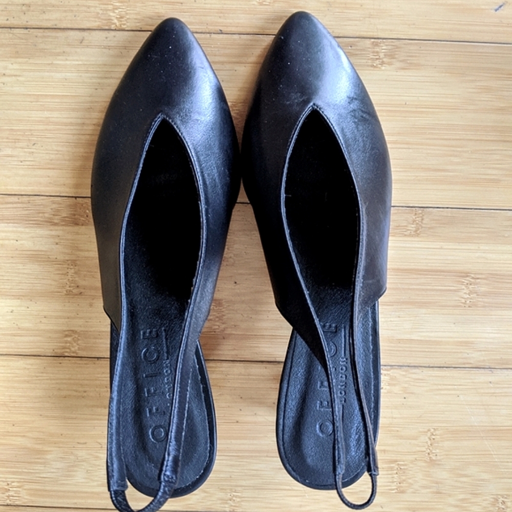 Office London Slingback Leather Black Heels